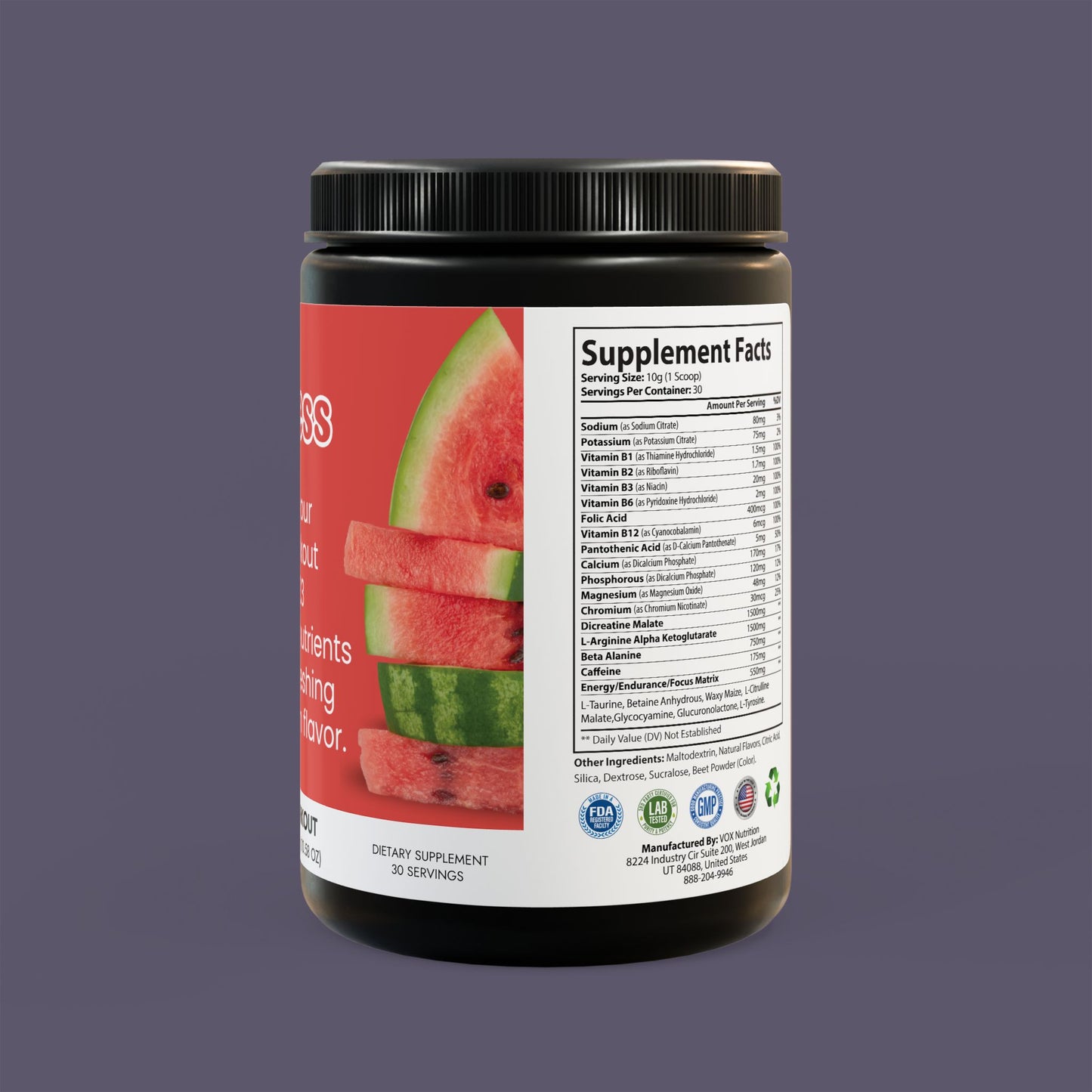 Pre-Workout Supplement, Watermelon (300g, 10.58oz)