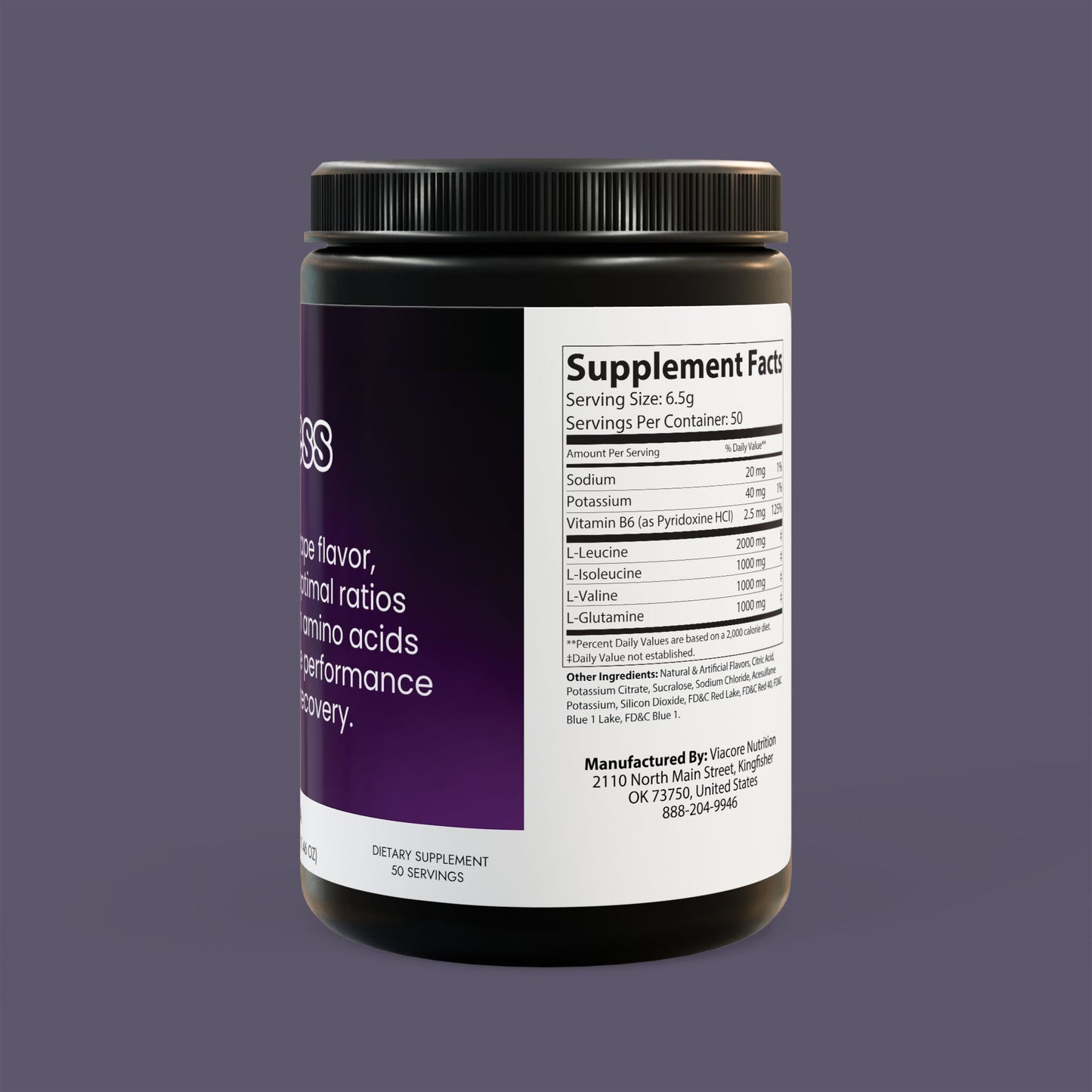 BCAA Supplement, Grape (325g, 11.46oz, 50 servings)